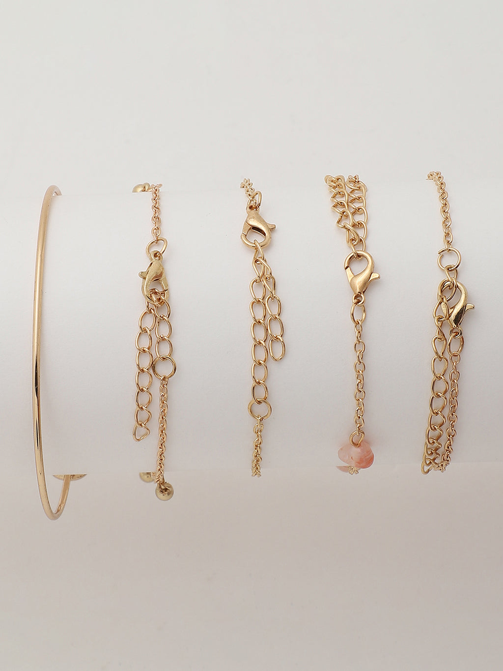 WHITE AND BRONZE ANALOG ROUND DIAL WITH BLUE LEATHER STRAP WATCH AND BRACELET