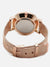 Black Analog Round Dial With Rose Gold Metal Mesh Strap Watch & Bracelets