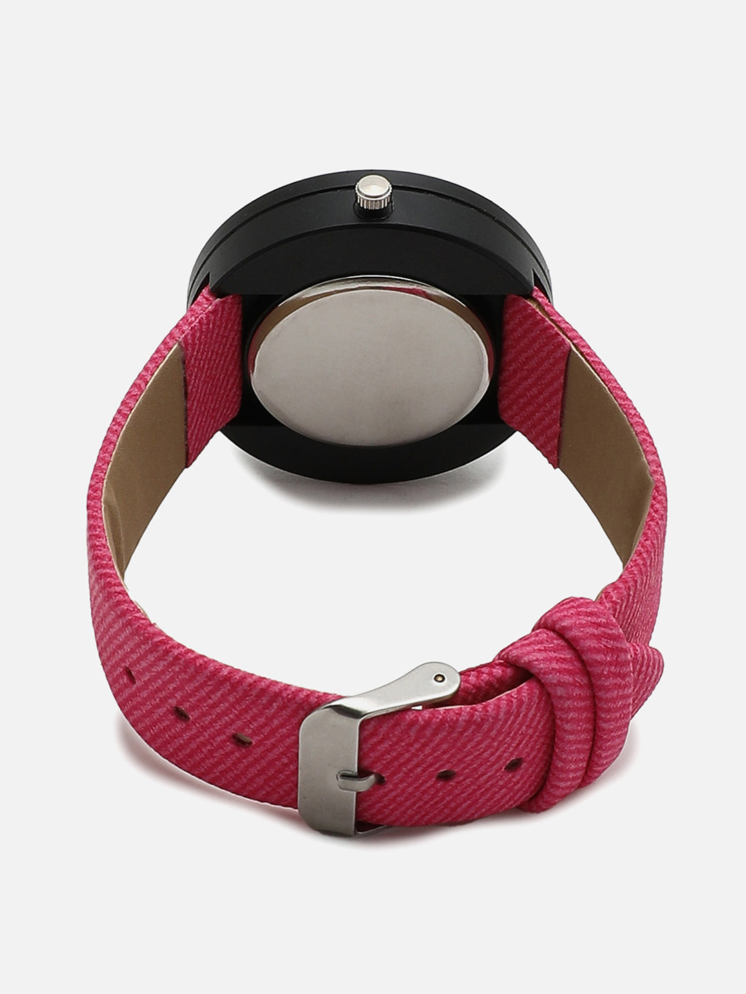 Pink Analog Round Dial With Pink Canvas Strap Watch & Bracelets