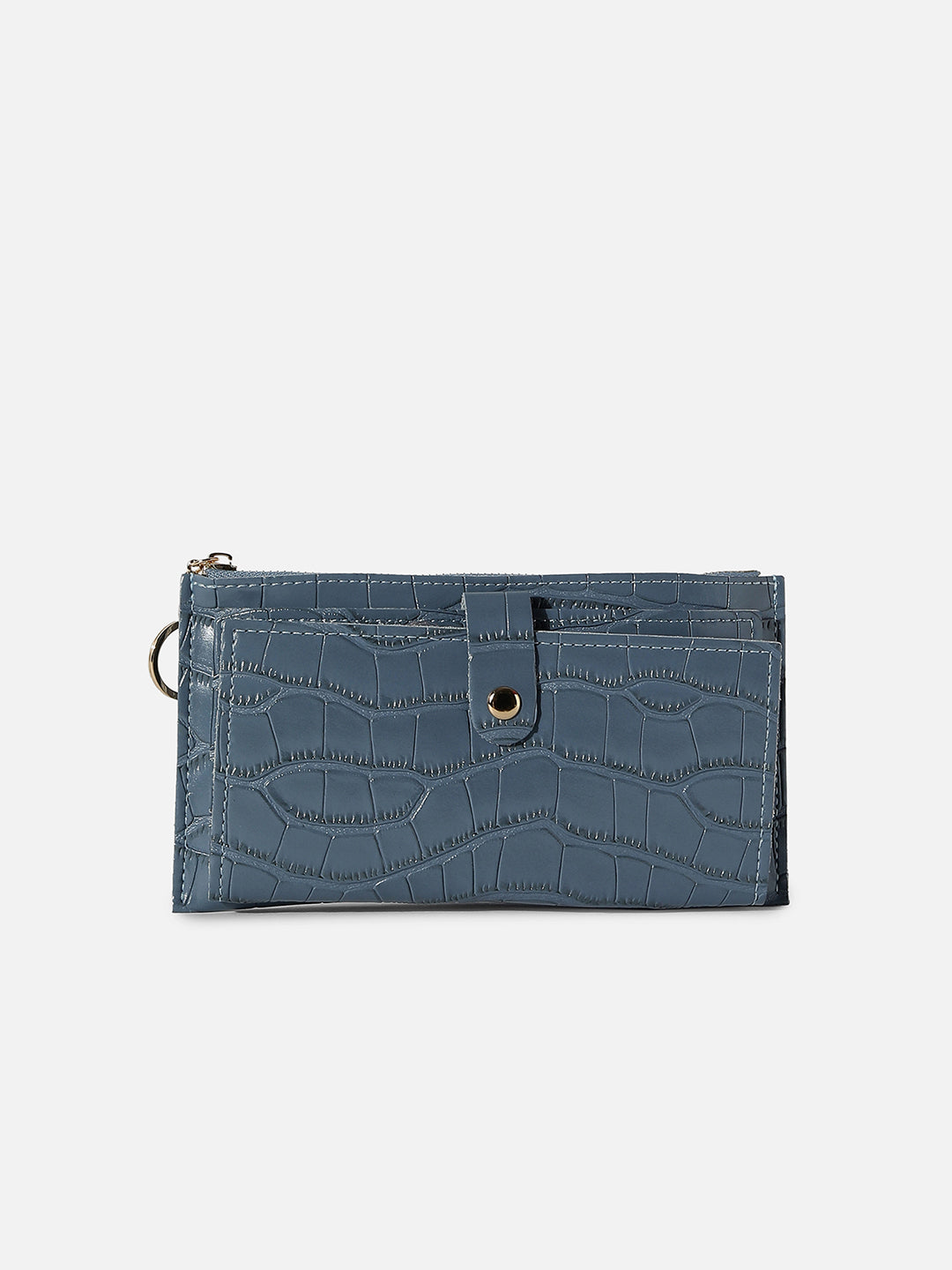 Blue Textured Vegan Leather Wallet