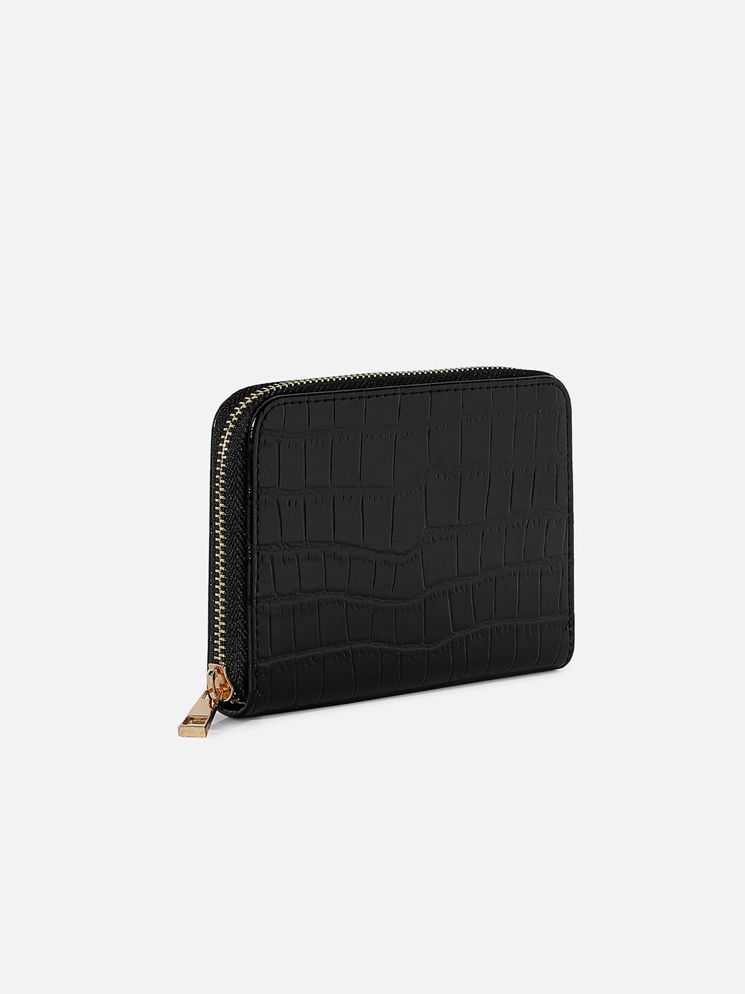 Black Textured Vegan Leather Wallet