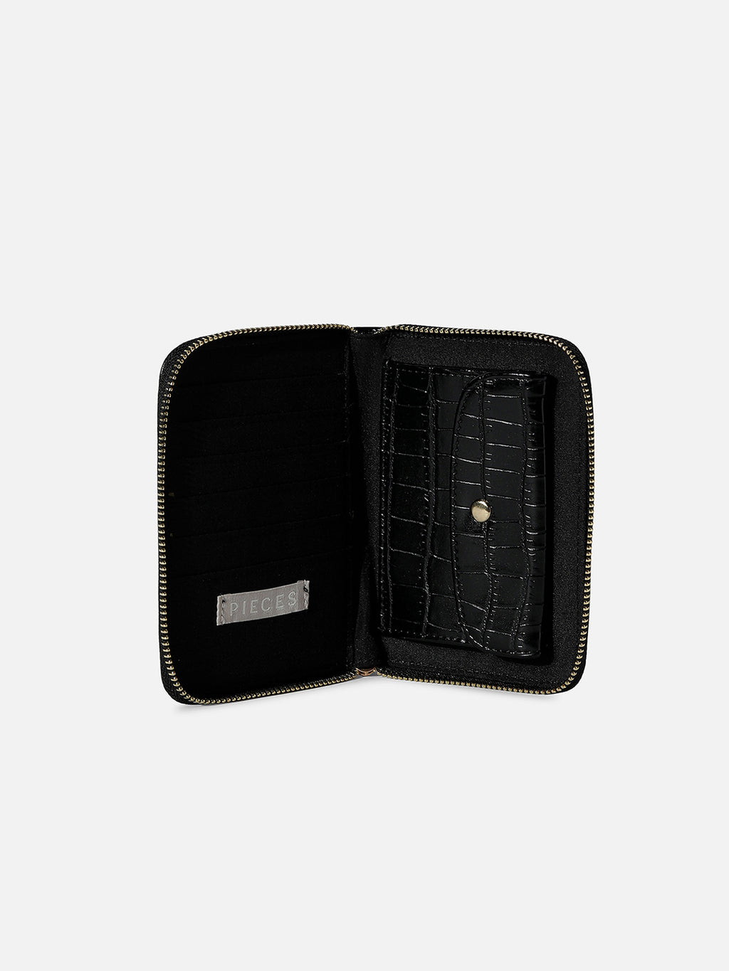 BLACK TEXTURED VEGAN LEATHER WALLET