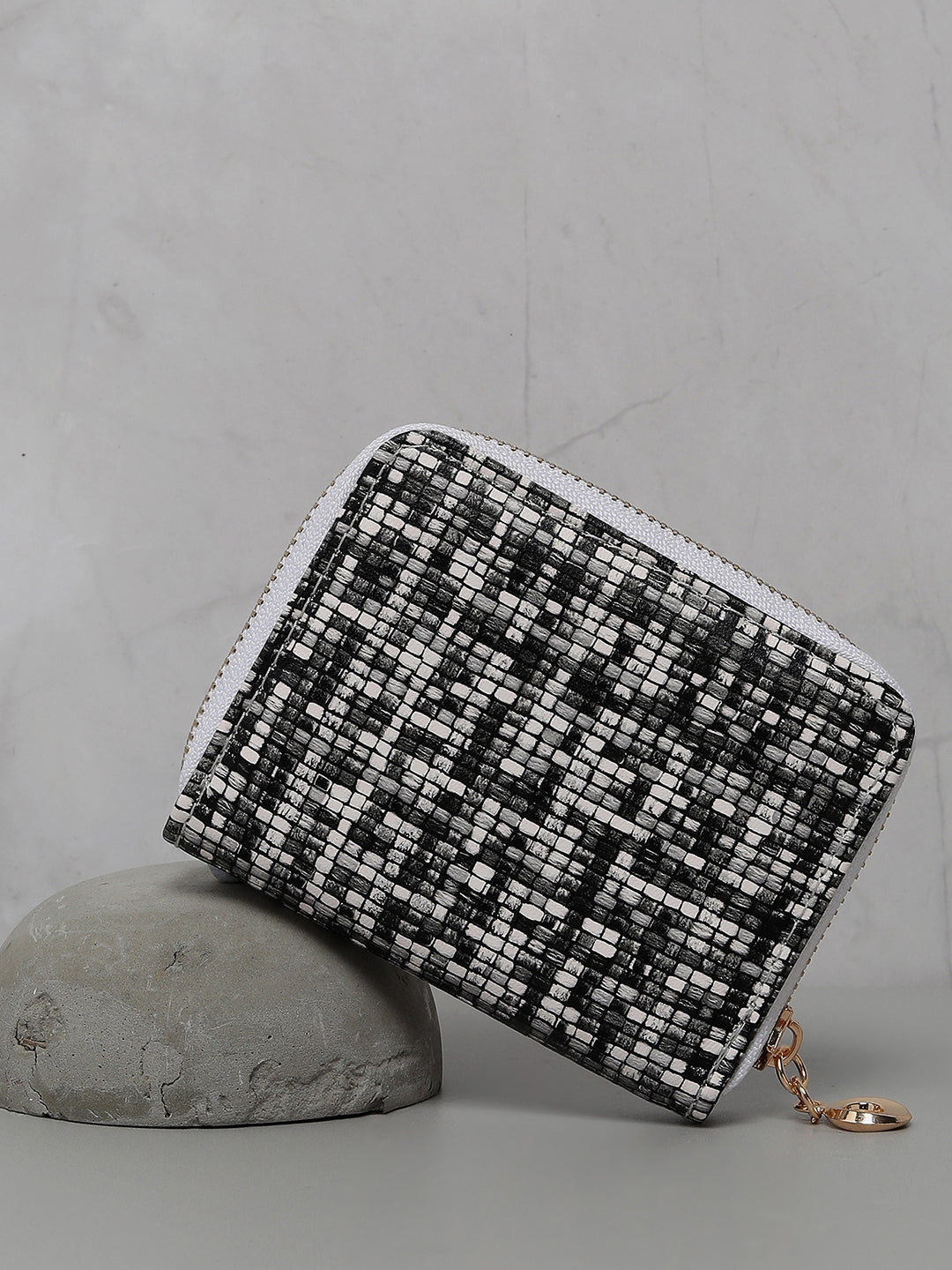 Black & White Textured Vegan Leather Wallet