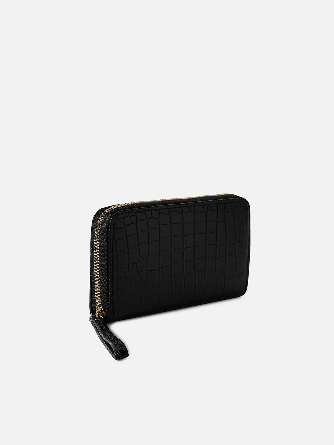 Black Textured Vegan Leather Wallet