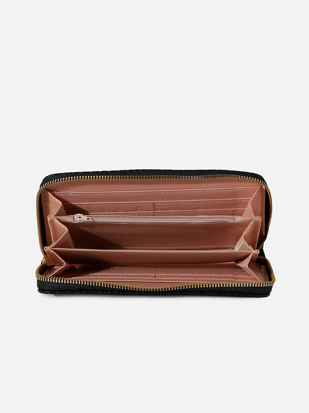 BLACK TEXTURED VEGAN LEATHER WALLET