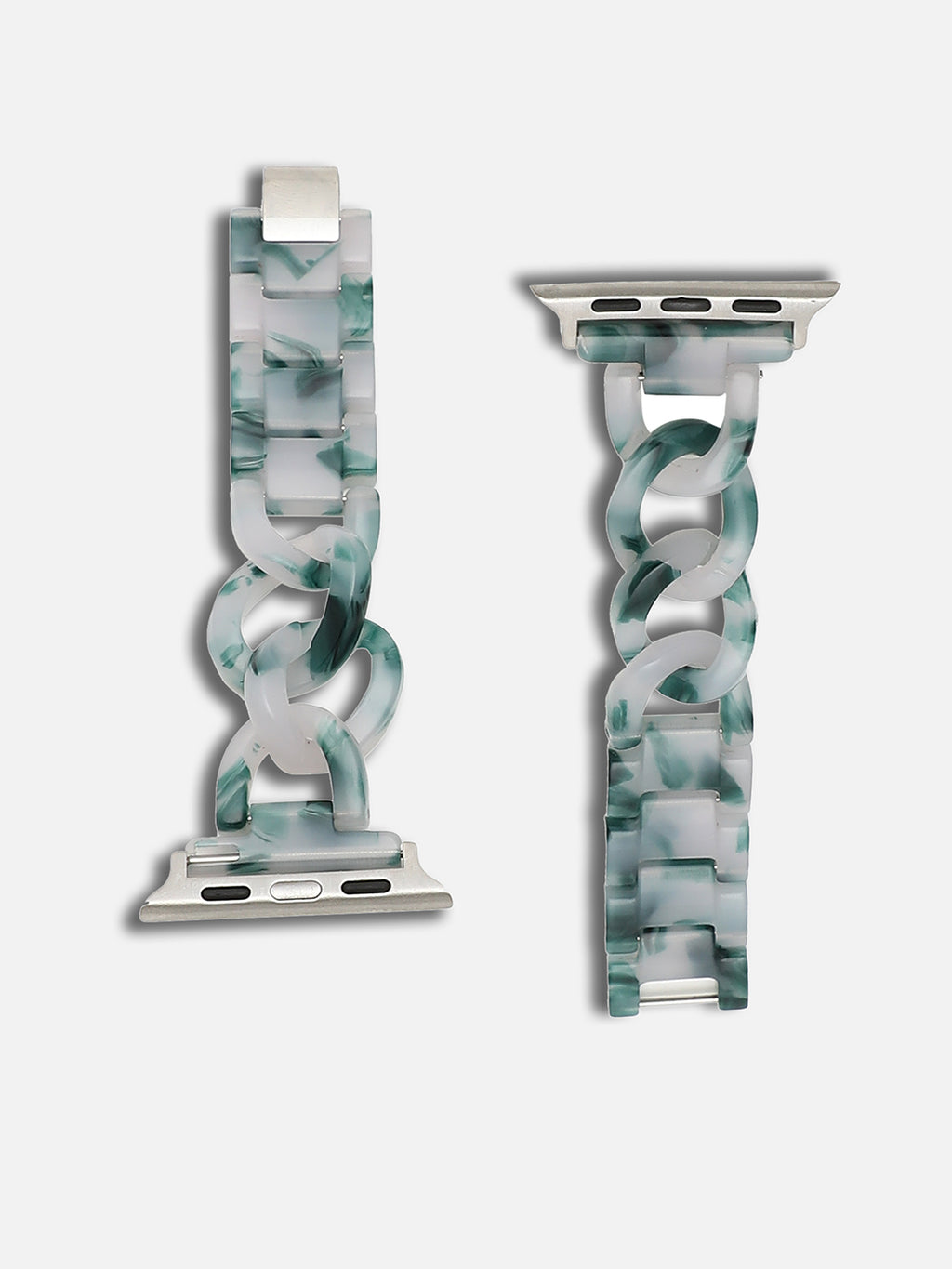 White & Green Textured Apple Watch Straps