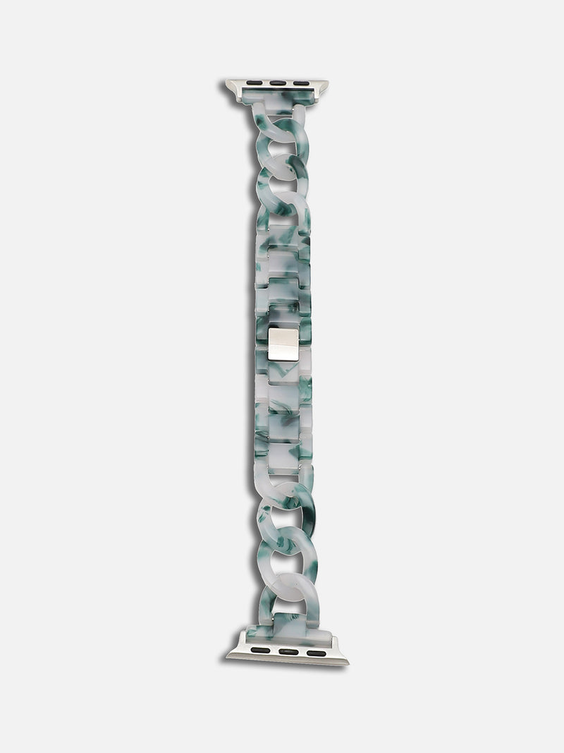 Women White & Green Textured Apple Watch Straps