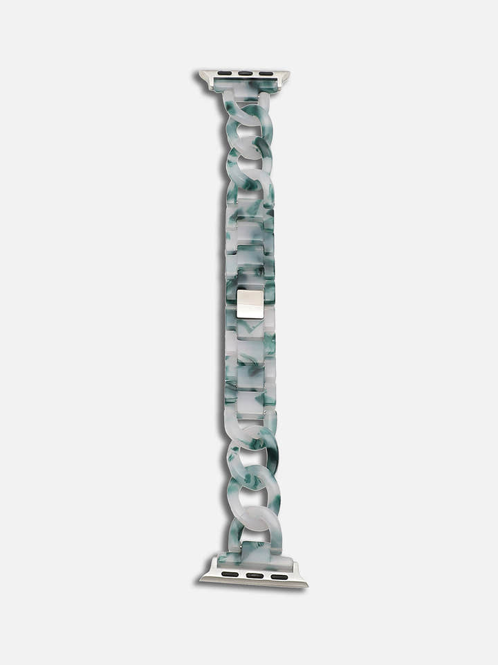 Women White & Green Textured Apple Watch Straps