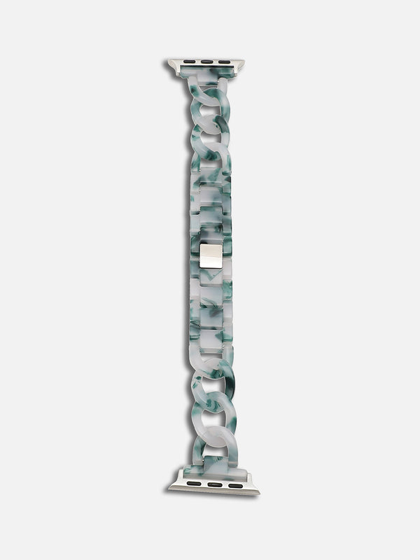 Women White & Green Textured Apple Watch Straps