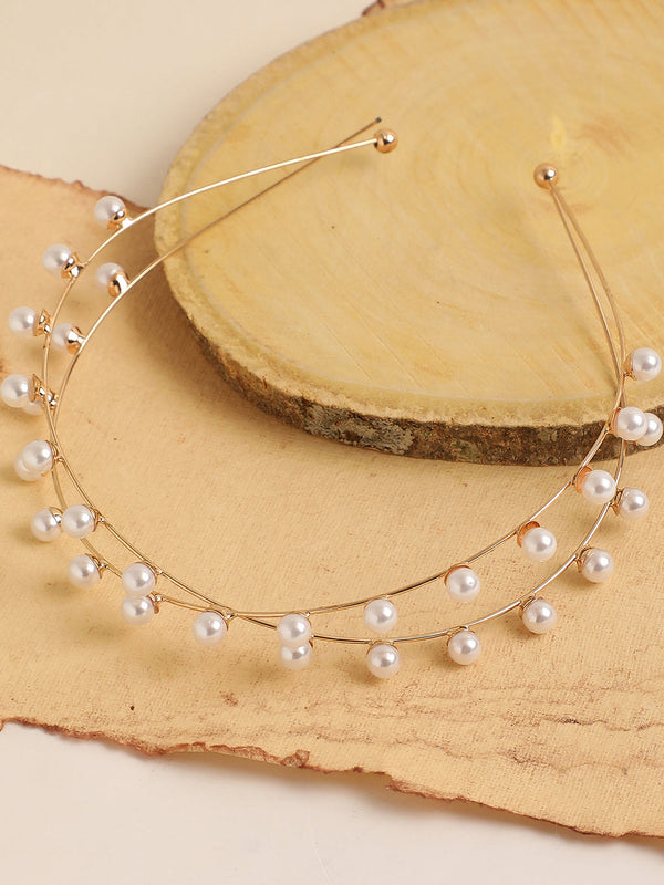 Gold Plated Pearl Hairband