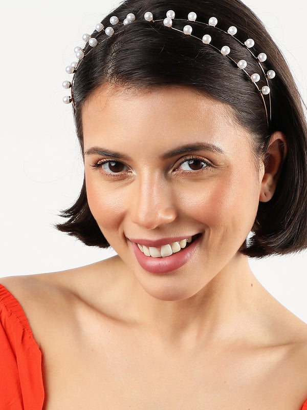 Gold Plated Pearl Hairband