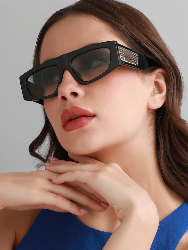 Gradient Rectangular Sunglasses - Black