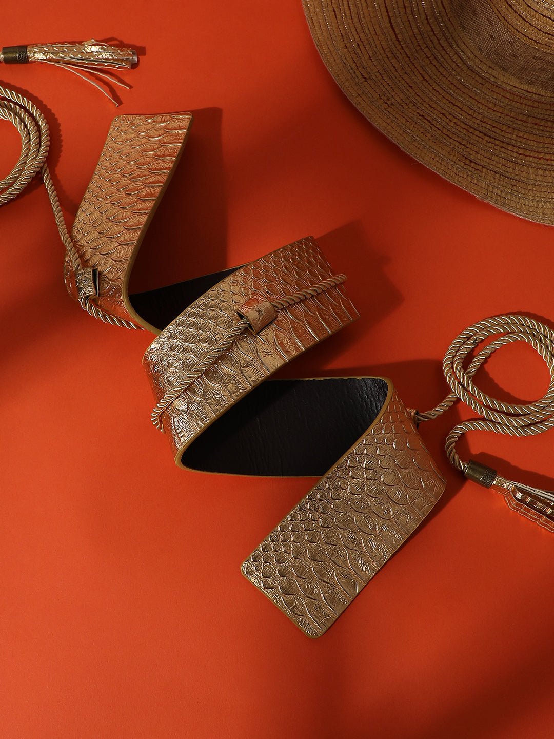 Croc Textured Waist Belt