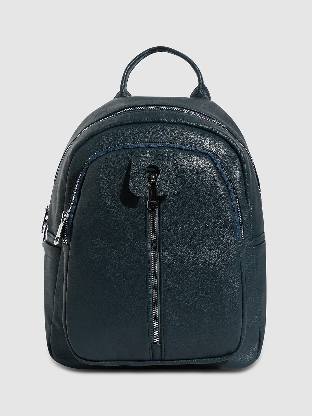 Zip-Front Curve Mini Backpack - Blue