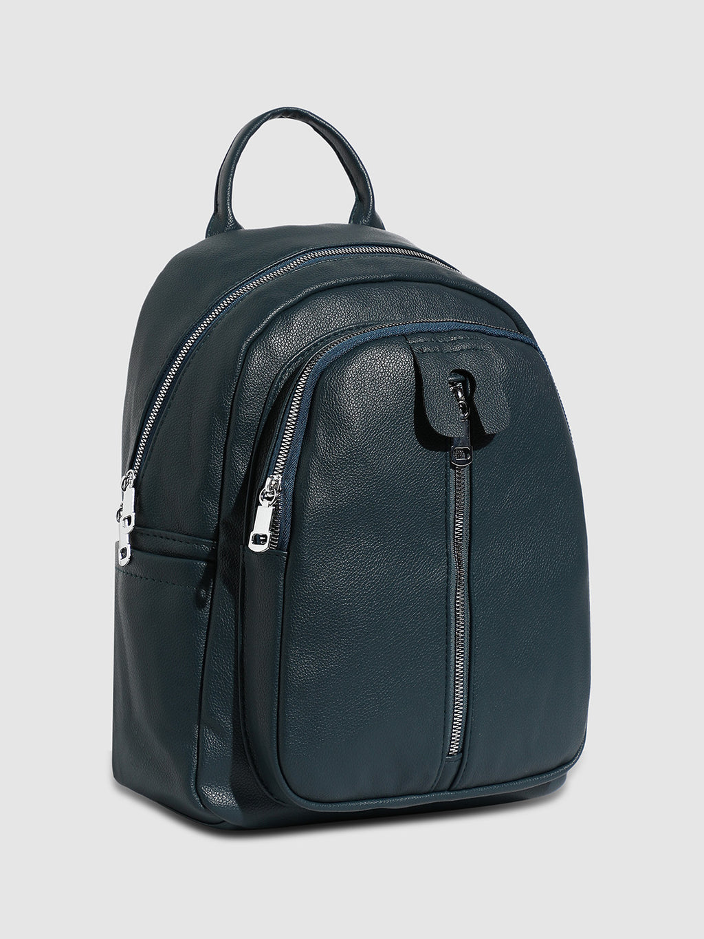 Zip-Front Curve Mini Backpack - Blue