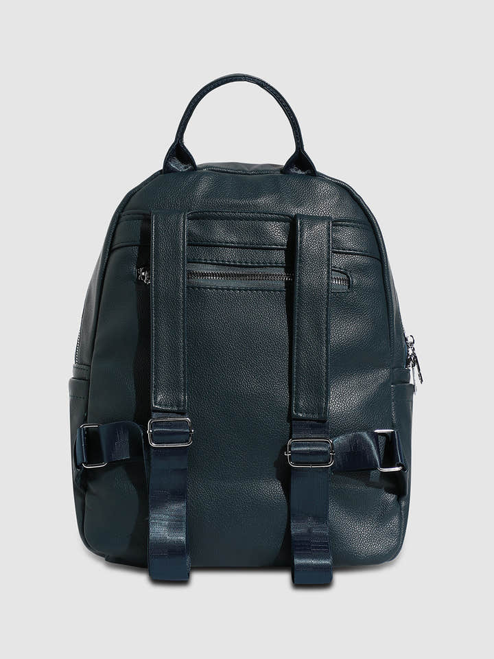 Zip-Front Curve Mini Backpack - Blue