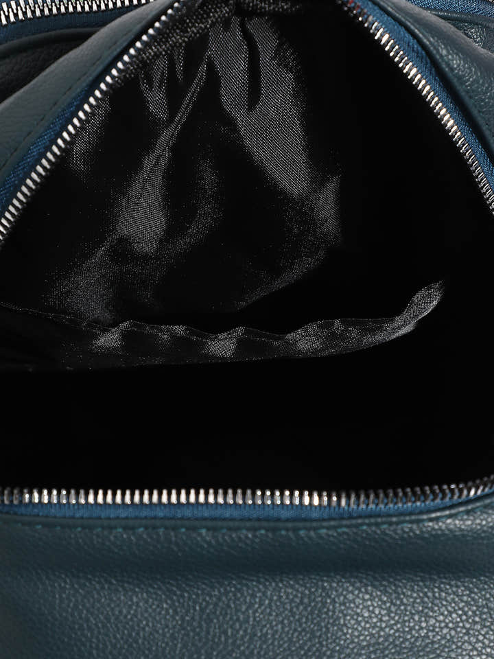 Zip-Front Curve Mini Backpack - Blue
