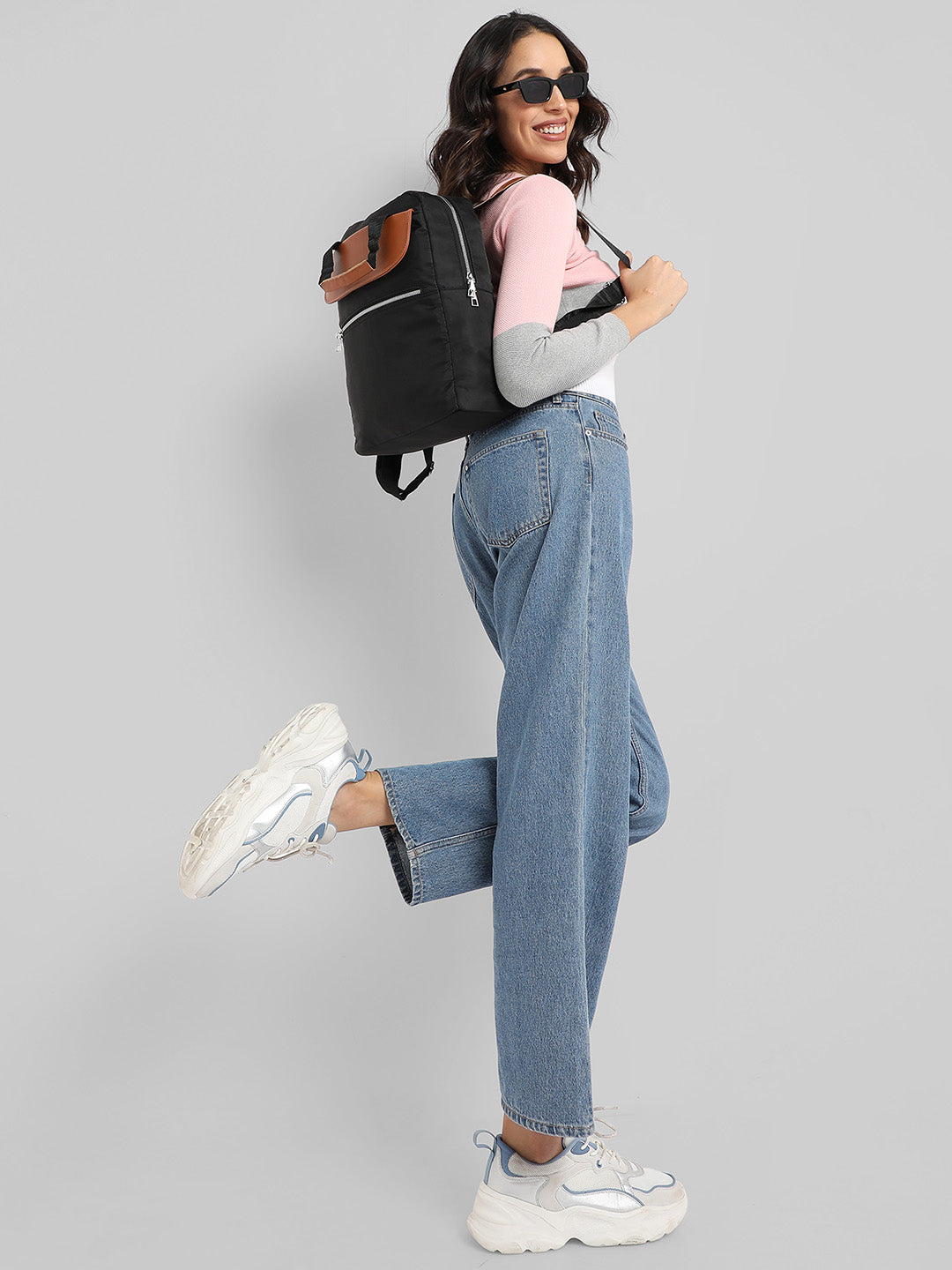 Contrast Flap Backpack - Black