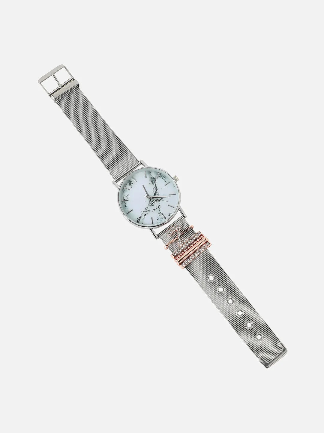 Round Analog Watch With Z Initial Watch Charm - Silver