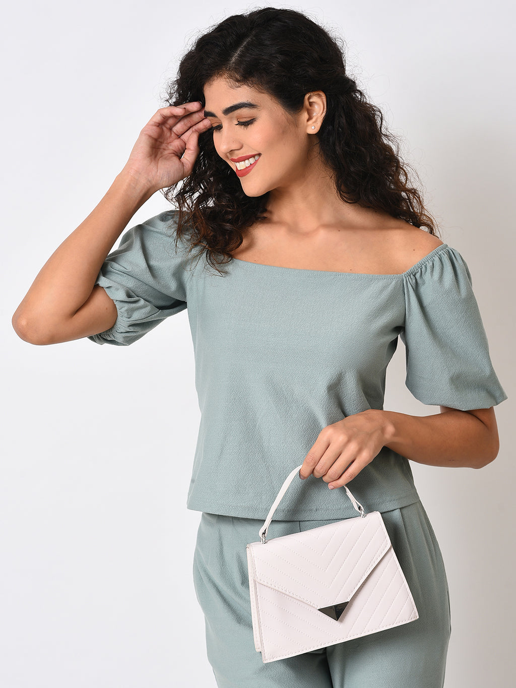 White Textured Sling Bag