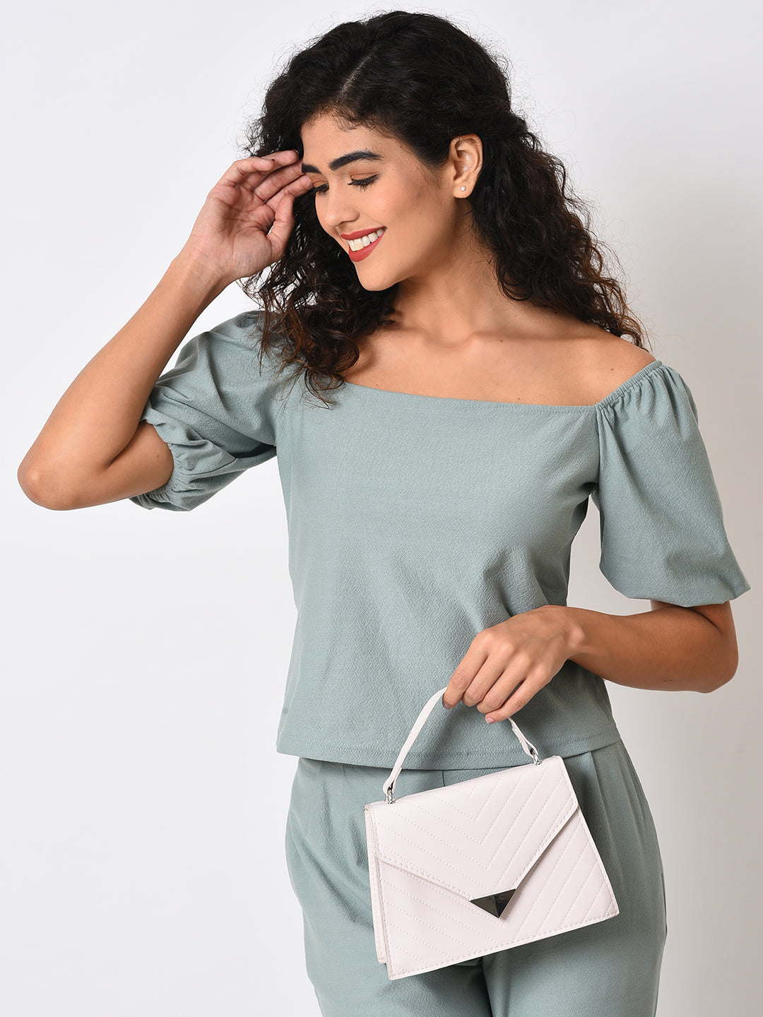 White Textured Sling Bag