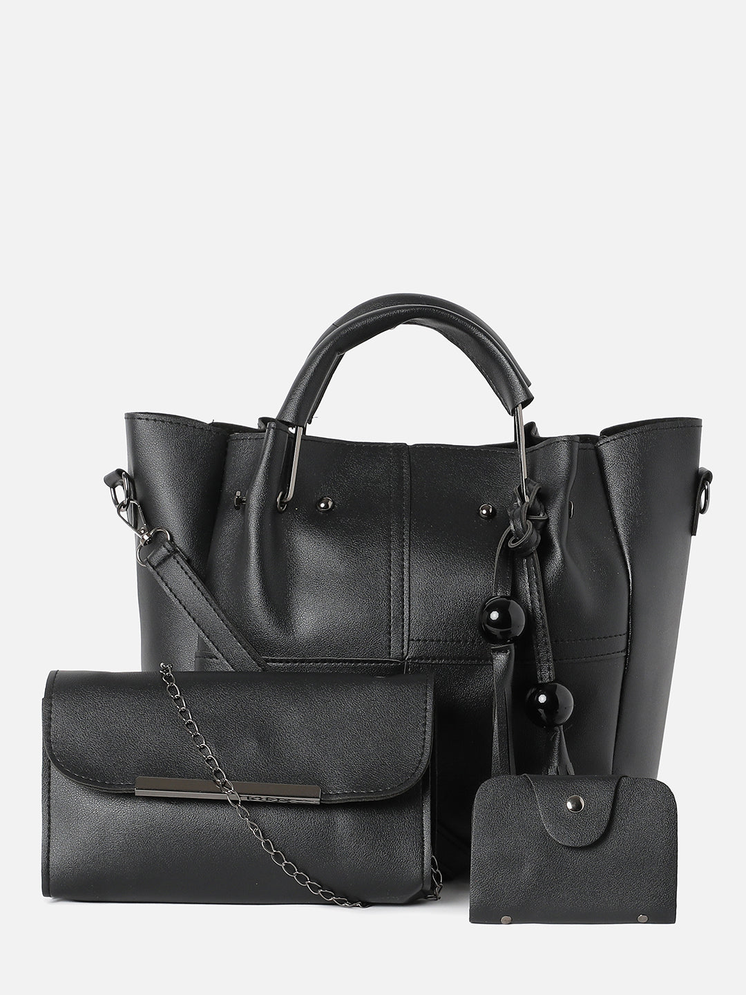 Textured Black Bags Combo Set