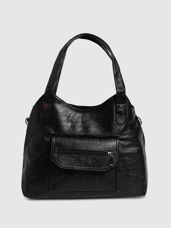 Zip Flap Handbag - Black
