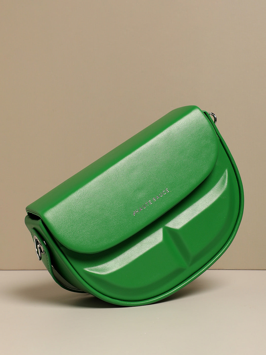 Structured Curve Handbag - Green