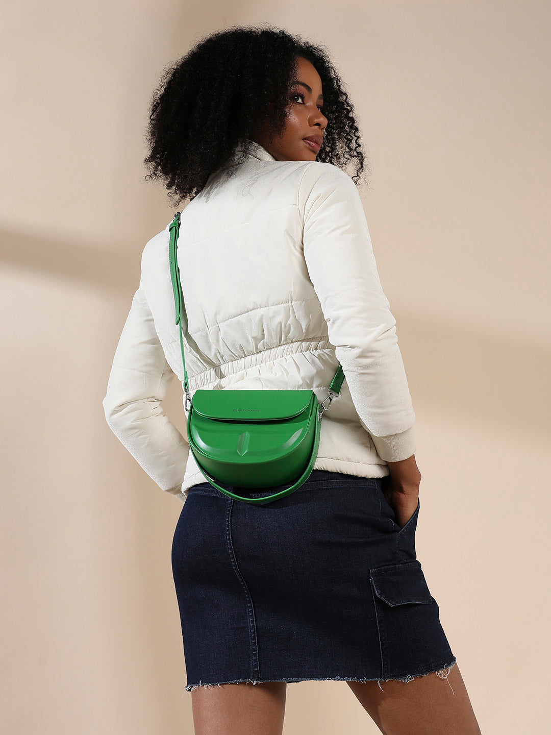 Structured Curve Handbag - Green