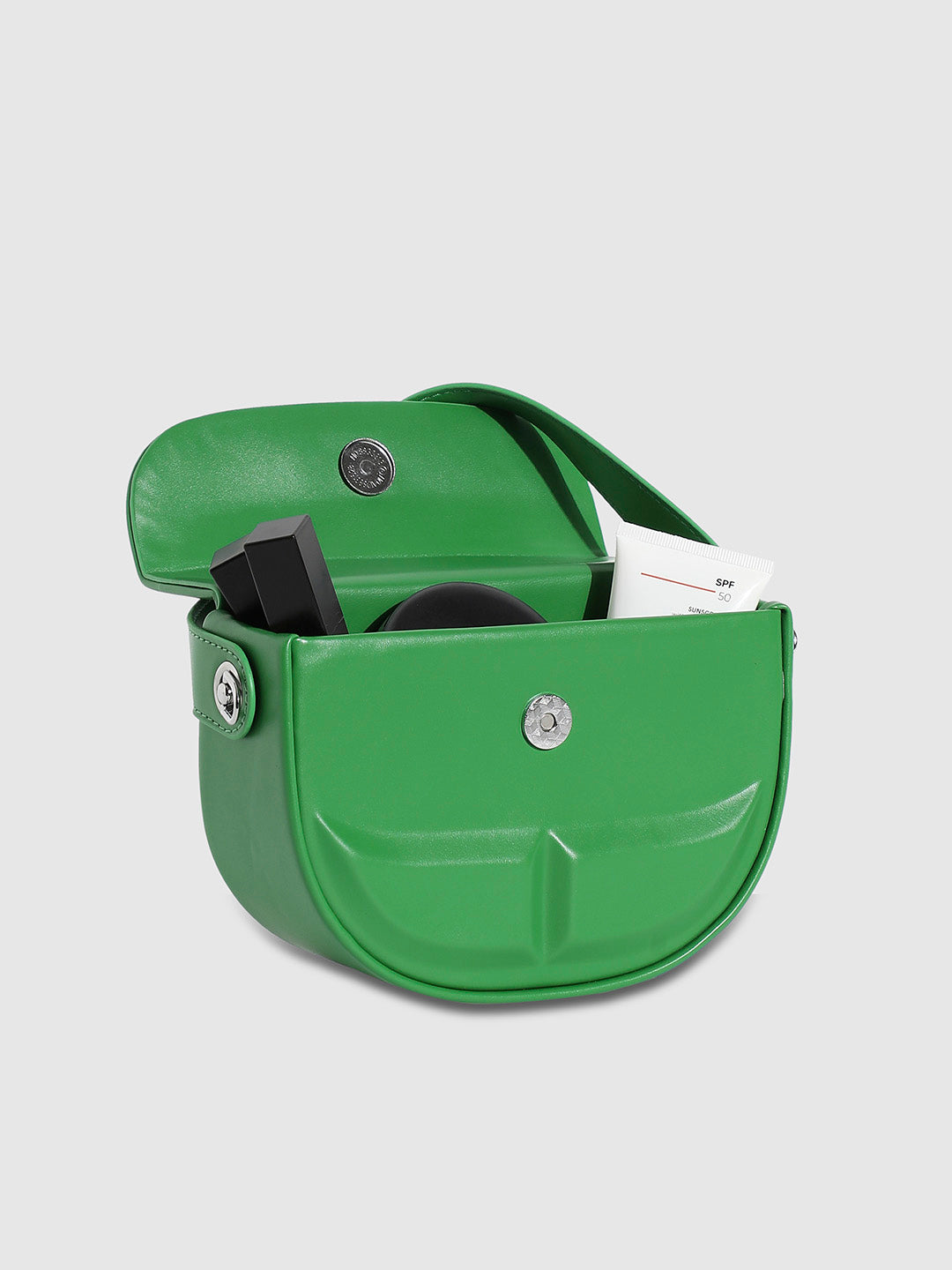 Structured Curve Handbag - Green