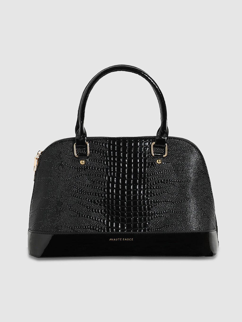 Scale Top Handle Handbag - Black
