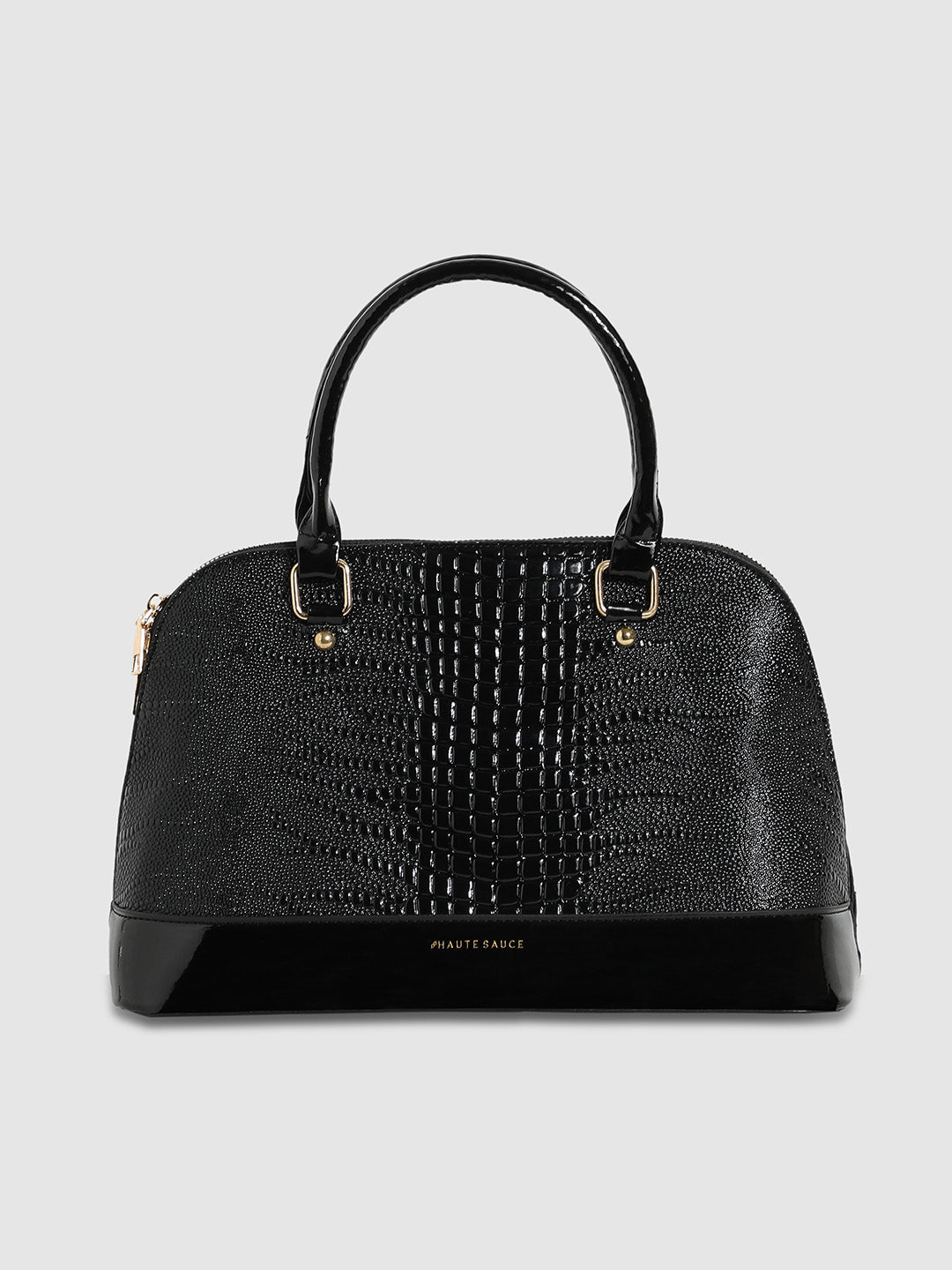 Scale Top Handle Handbag - Black