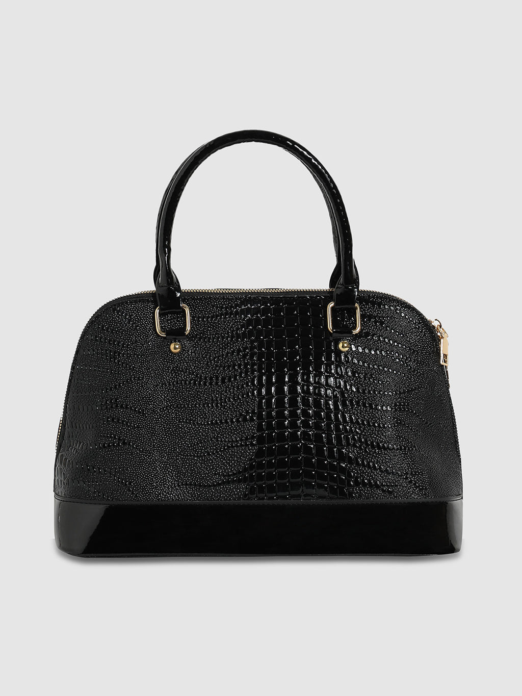Scale Top Handle Handbag - Black