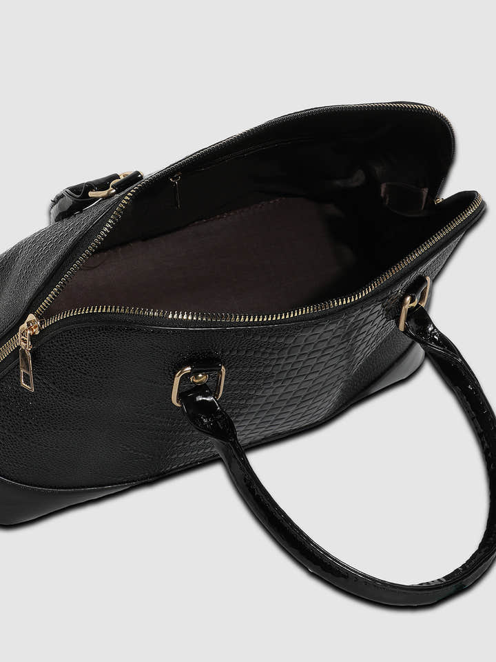 Scale Top Handle Handbag - Black