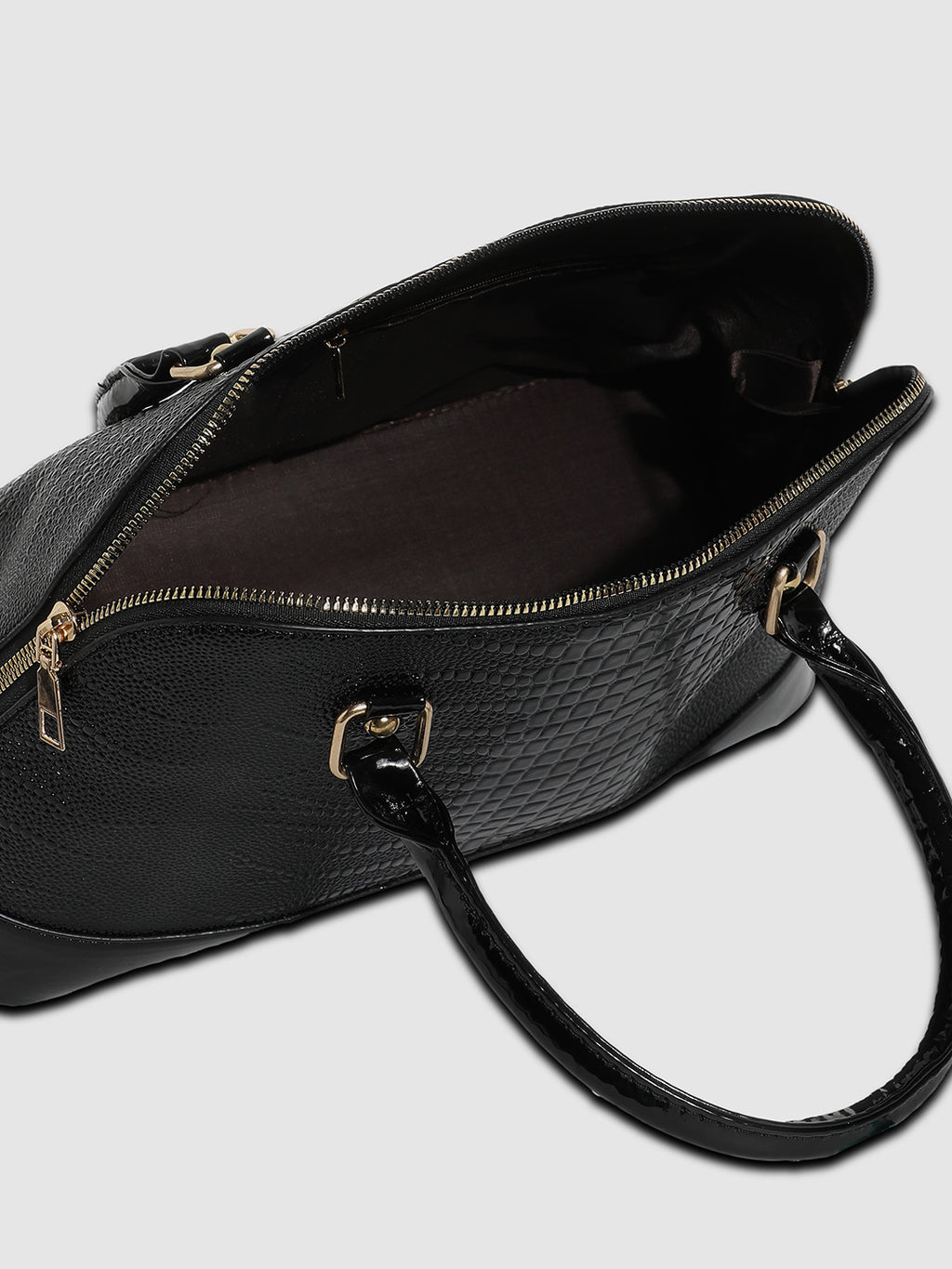 Scale Top Handle Handbag - Black