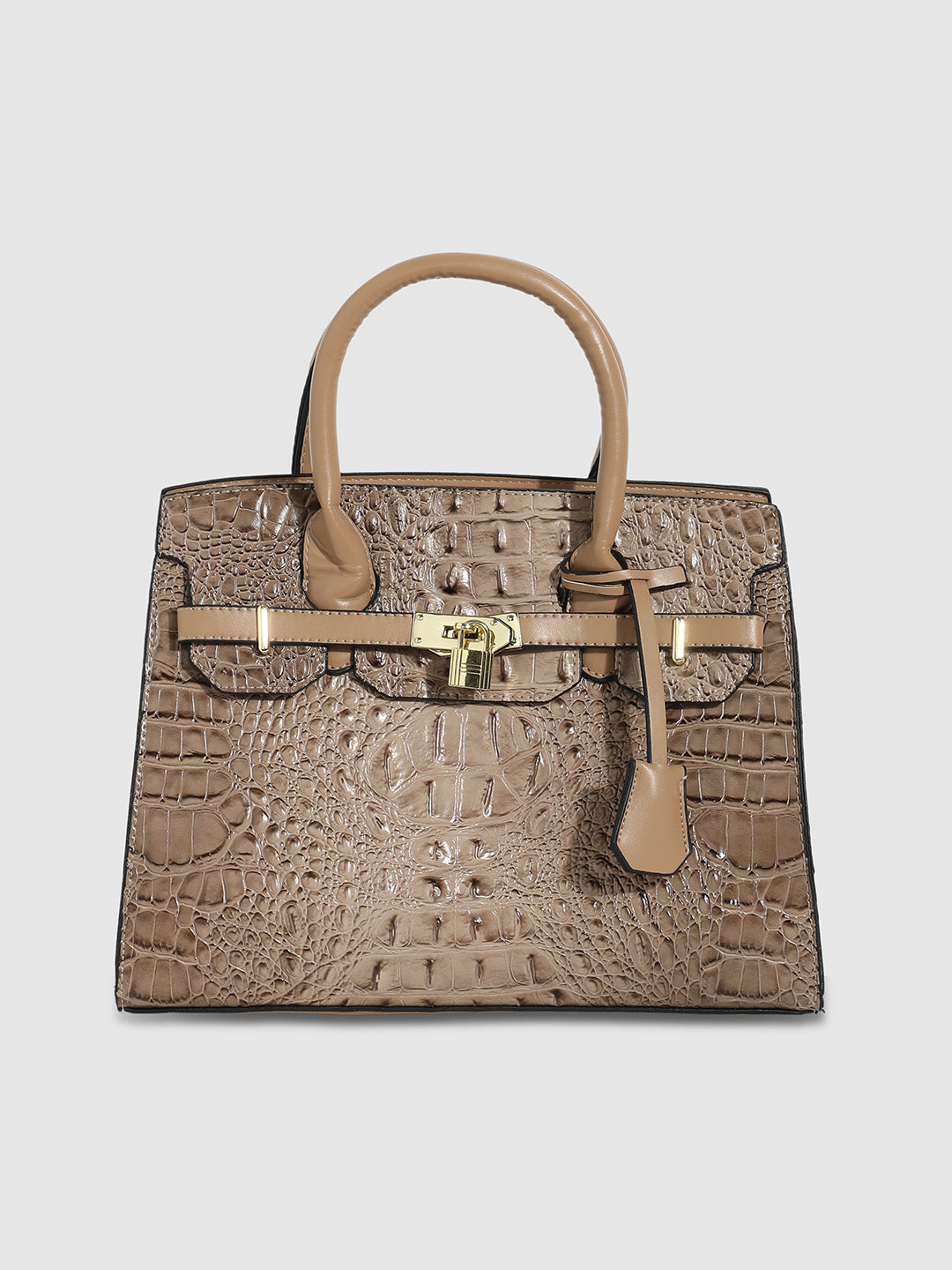 Lock Buckle Handbag - Beige