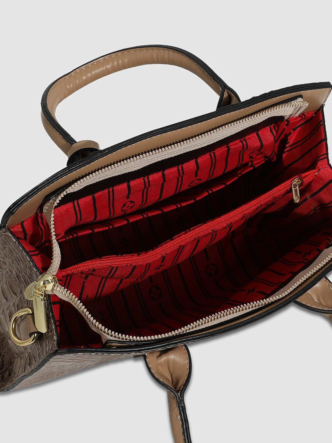 Lock Buckle Handbag - Beige