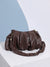 Ruched Pouch Handbag - Brown