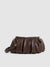 Ruched Pouch Handbag - Brown