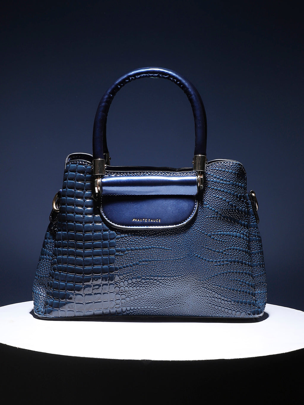 Structured Scale Handbag - Midnight Blue