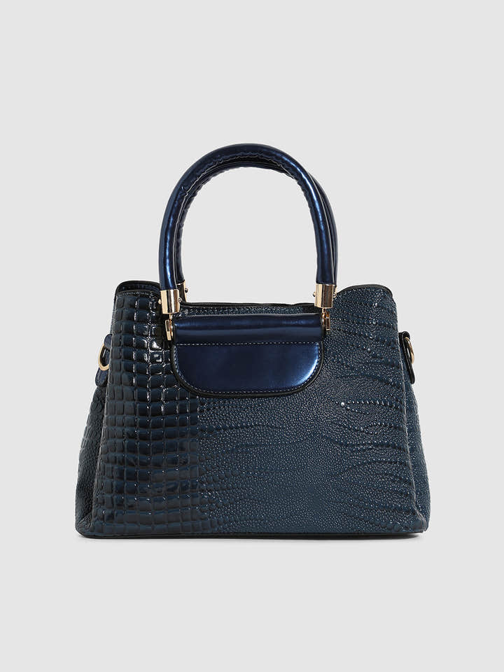 Structured Scale Handbag - Midnight Blue