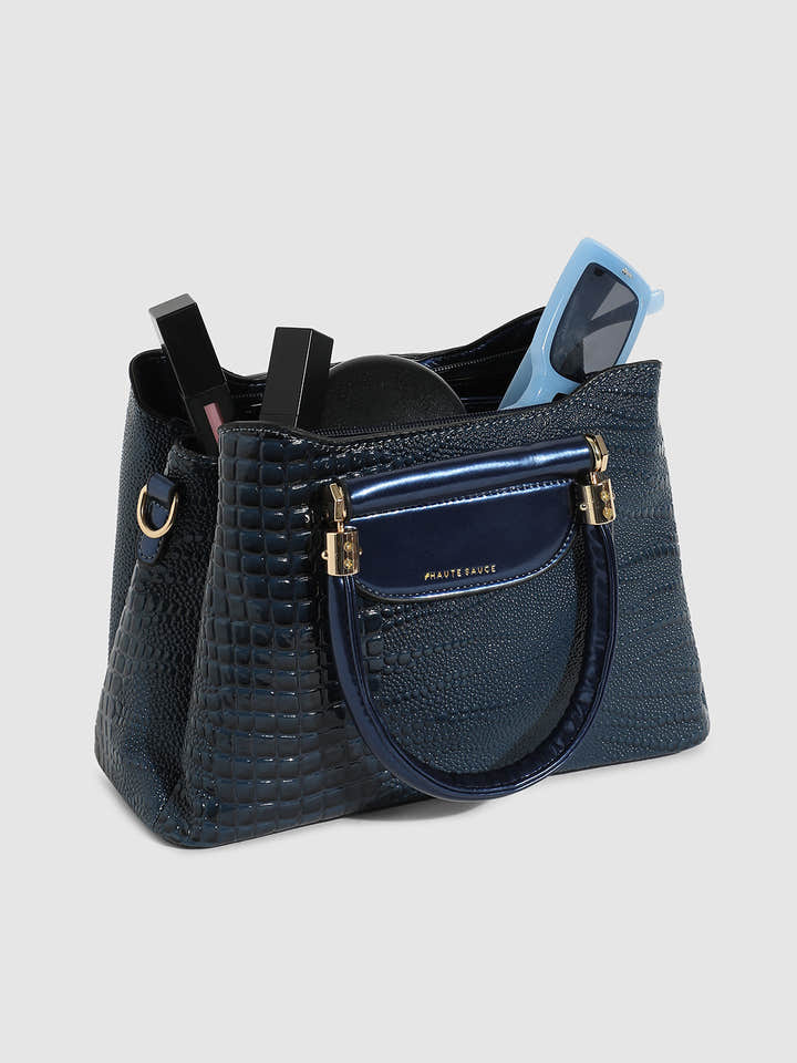 Structured Scale Handbag - Midnight Blue