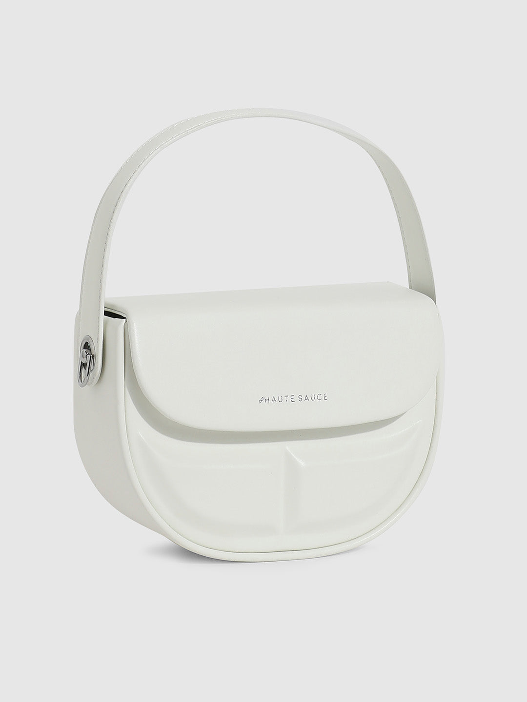 Structured Curve Handbag - White