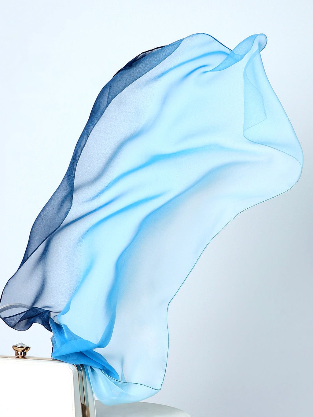 Color Blocked Light Blue & Dark Blue Scarf