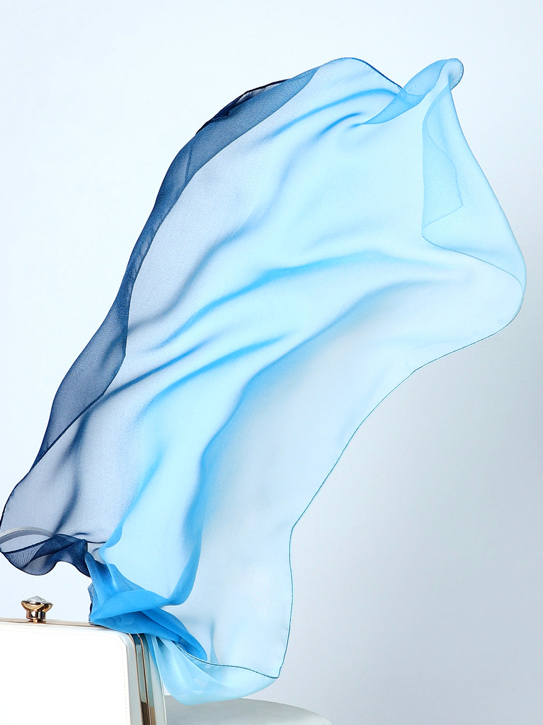 Color Blocked Light Blue & Dark Blue Scarf