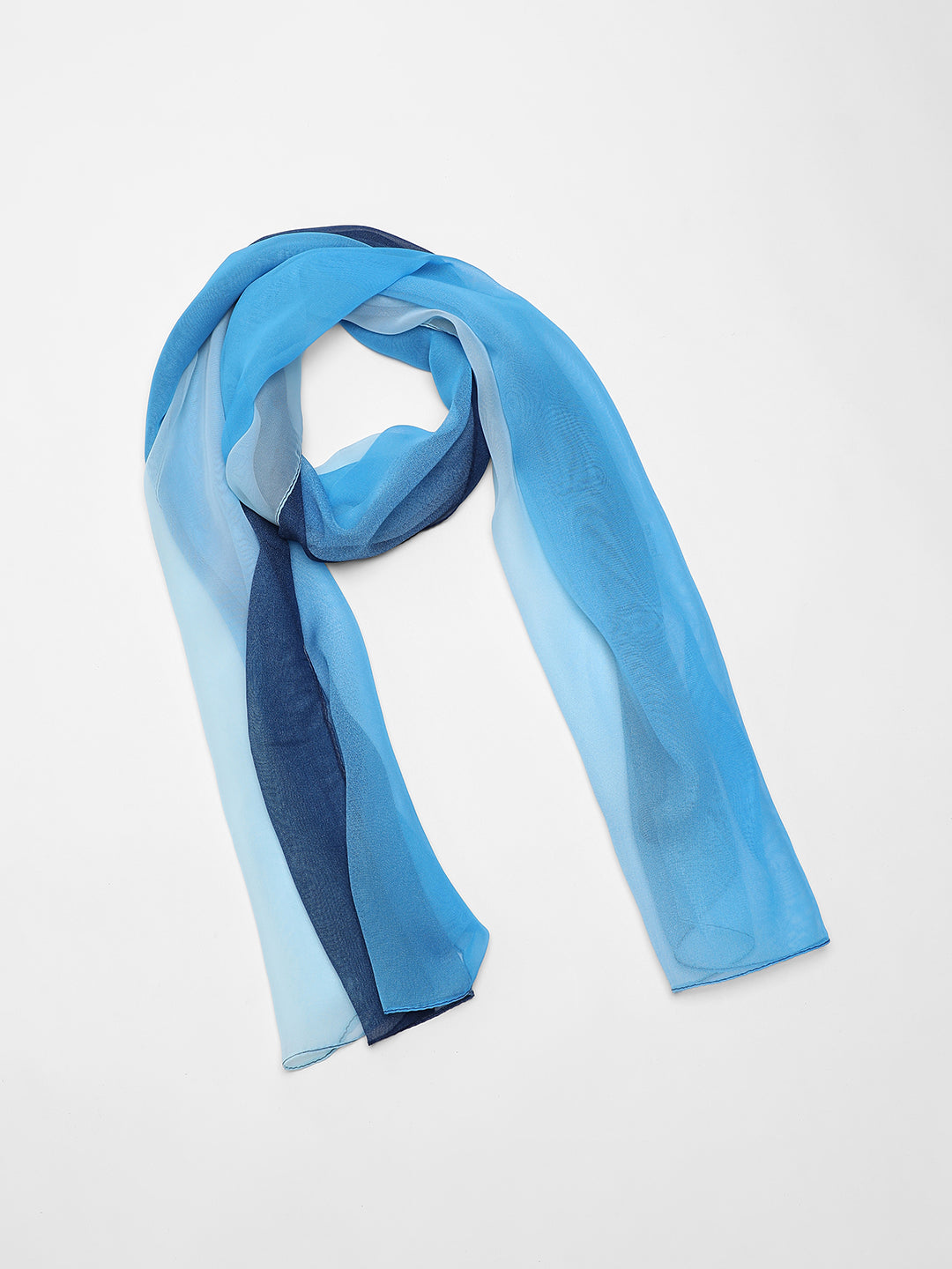Color Blocked Light Blue & Dark Blue Scarf