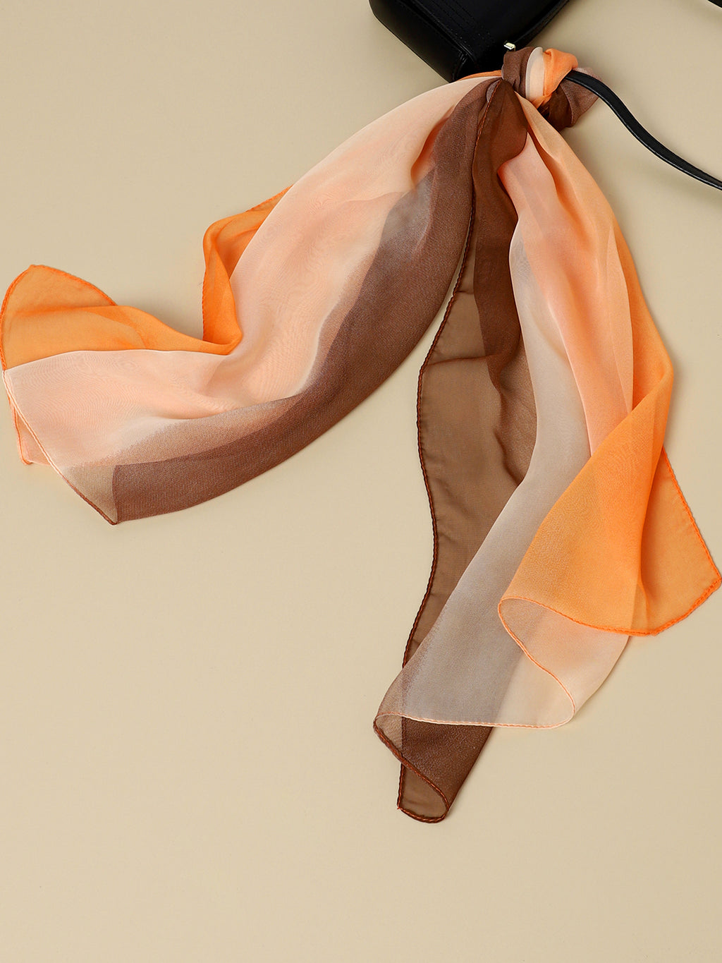 Color Blocked Yellow,Beige & Maroon Scarf