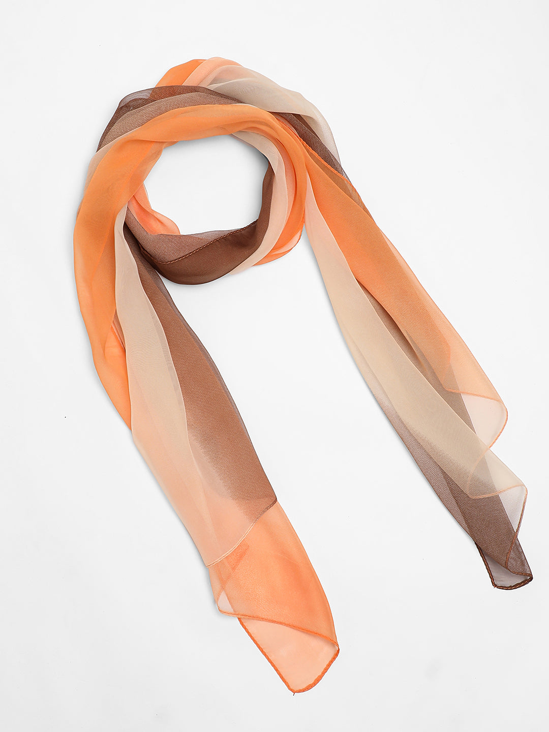 Color Blocked Yellow,Beige & Maroon Scarf