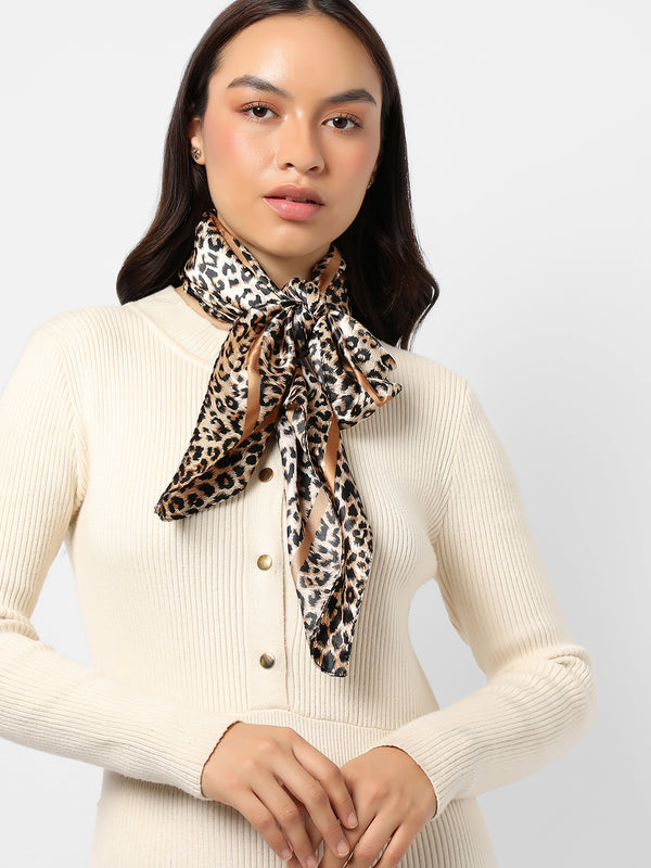 Printed Black & Beige Scarf