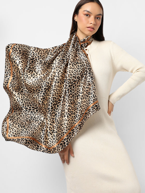 Printed Black & Beige Scarf